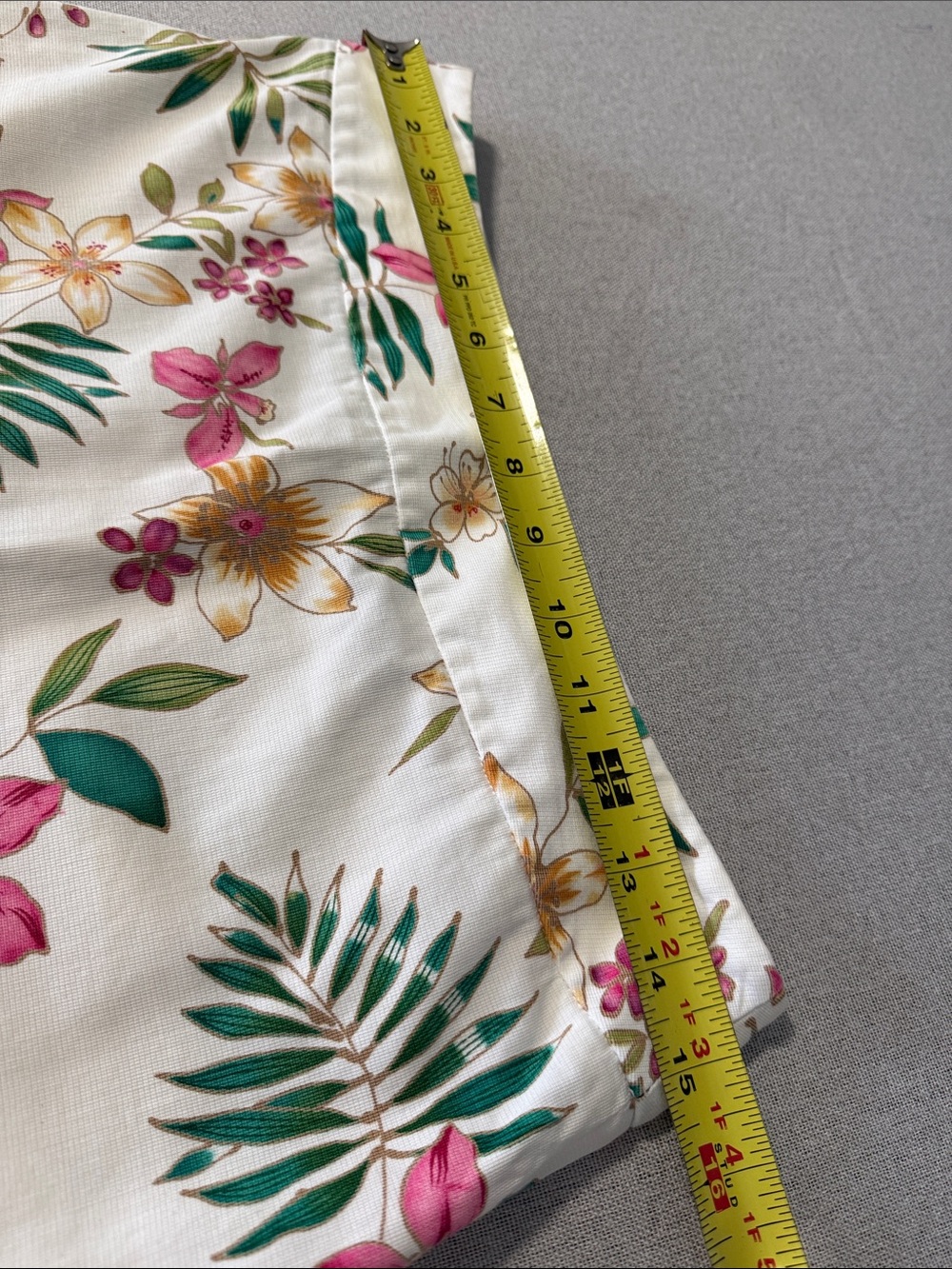 Rafaella White A-Line Skirt with Pink Floral & Green Leaf Print SZ6 - Picture 5 of 12